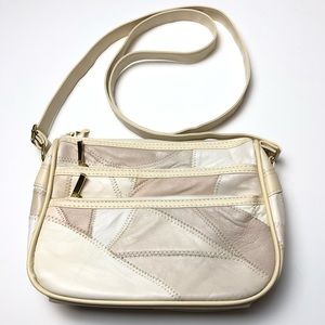 VTG Patch Leather Cream Crossbody Bag.